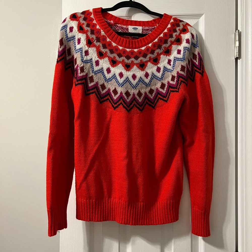 Red sweater from Old Navy